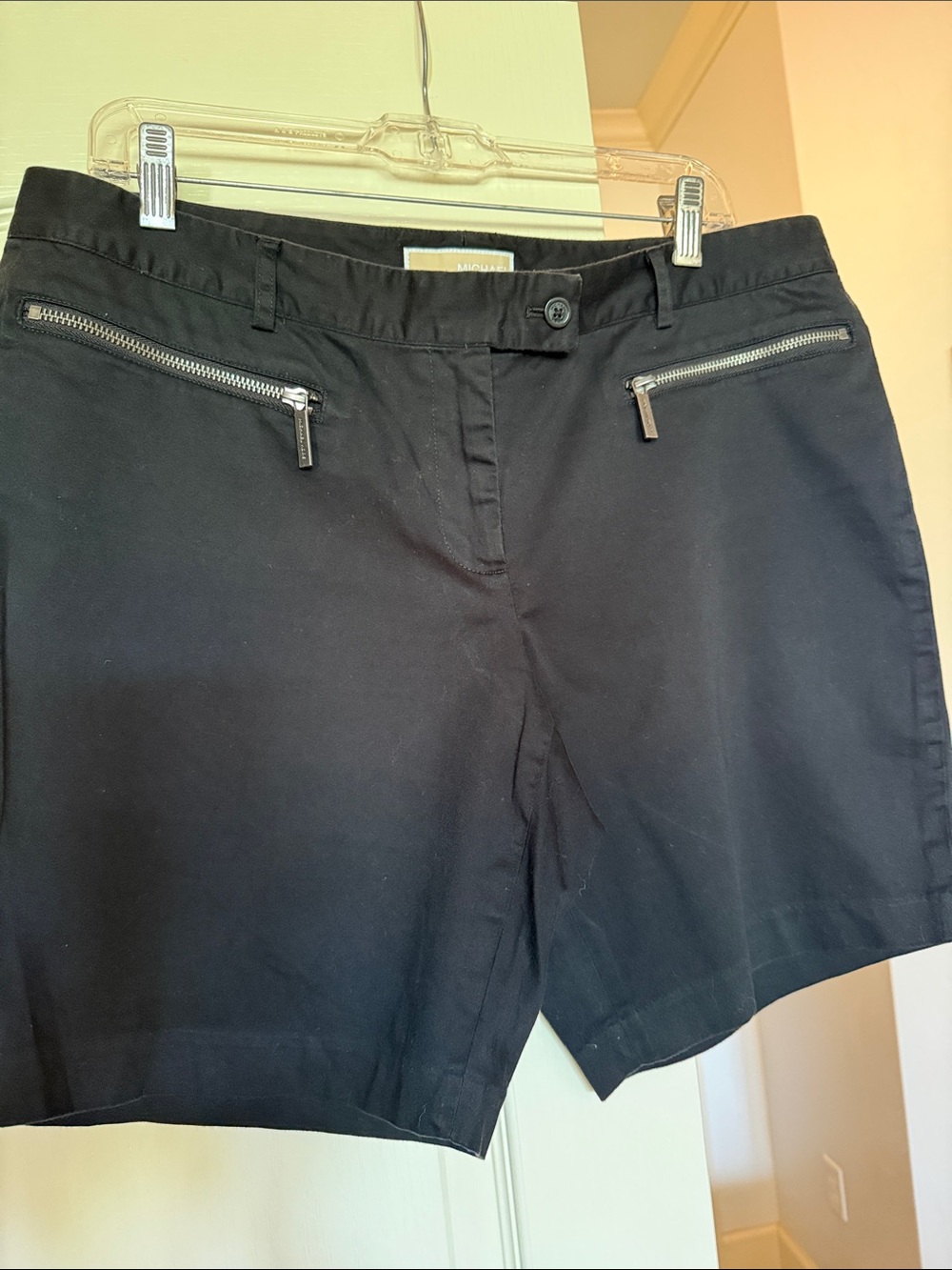 Michael Kors Black Bermuda Shorts with Silver Zippers